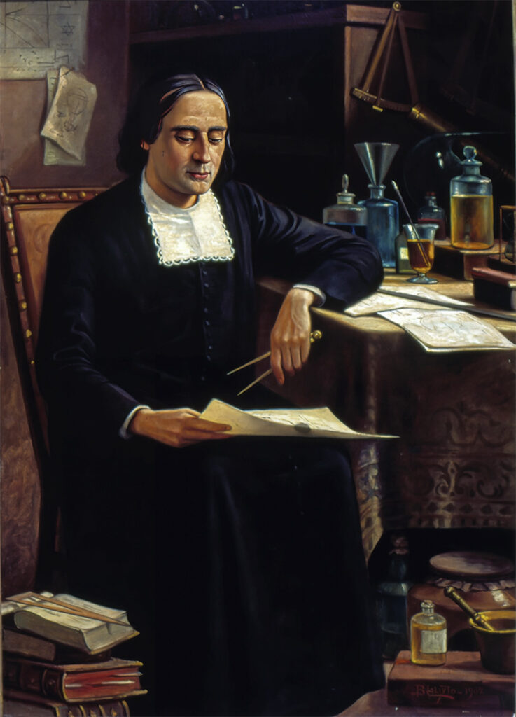 Painting of Bartolomeu Lourenço de Gusmão (1685-1724) by Benedito Calixto (1853-1927)