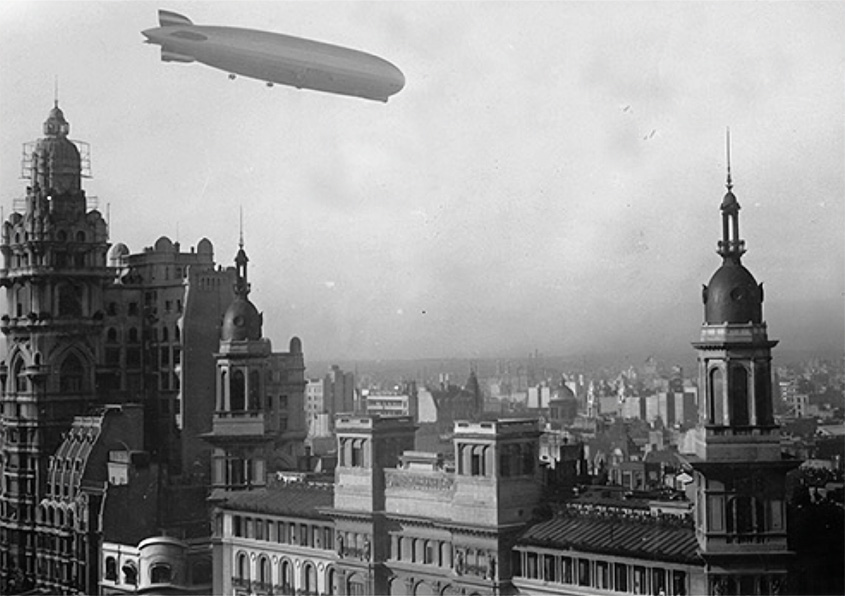 Graf Zeppelin over Palacio Barolo, Argentina.