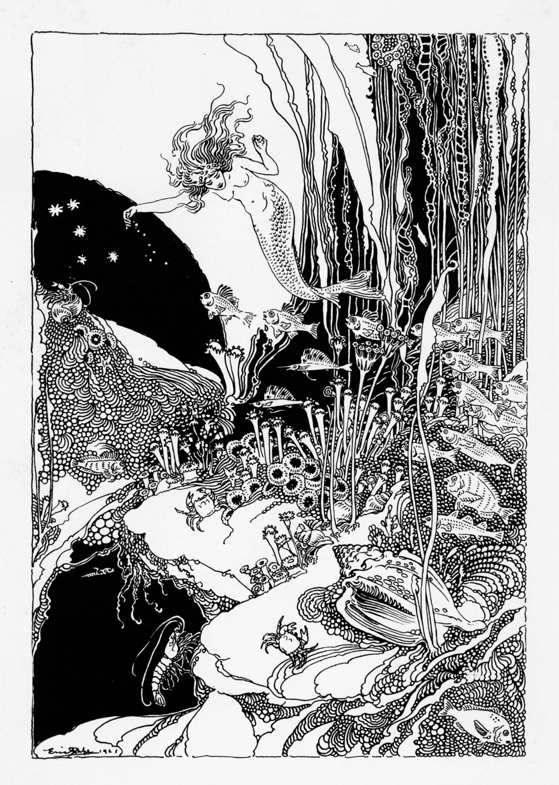 The Little Mermaid, Fairy Tales of Hans Christian Andersen, MacMillan, 1921 pen and ink on paper, 15 x 24”